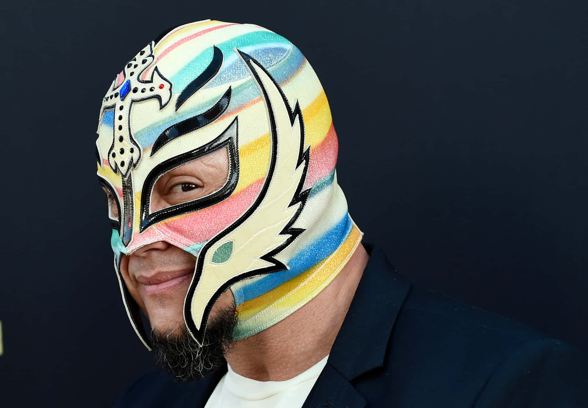 Rey Mysterio Colorful Mask Side Profile Wallpaper