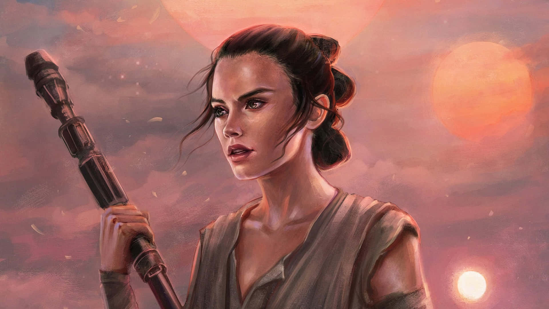 Rey tager udfordringen op i Star Wars Wallpaper