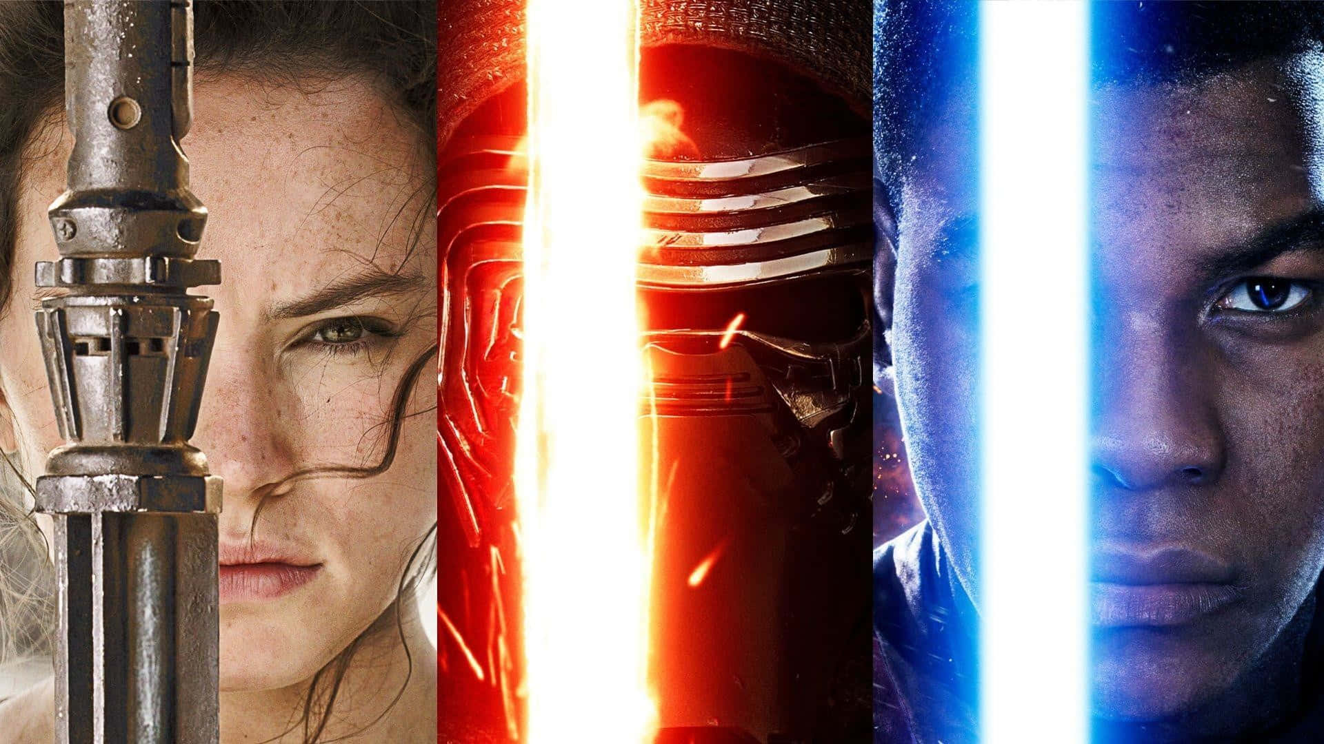 Rey fra Star Wars - en blæser og hendes skinnede lightsaber klar til kamp Wallpaper
