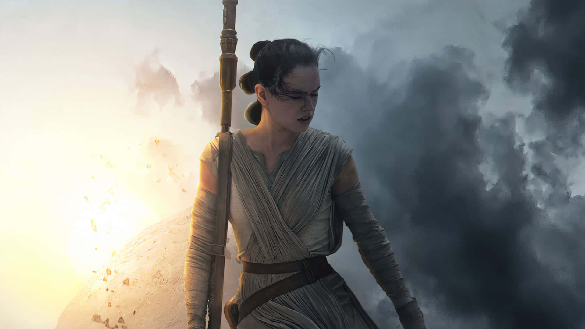 Daisy Ridley as Rey in Star Wars Wallpaper