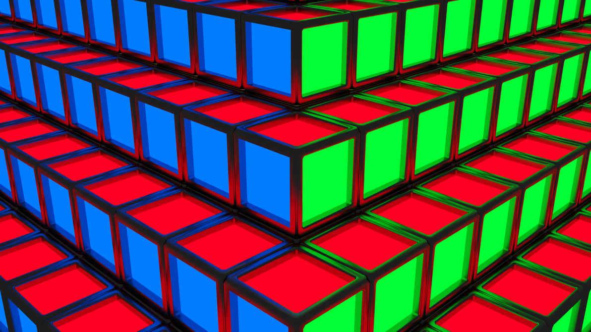 A Colorful Cube With Red, Green And Blue Colors