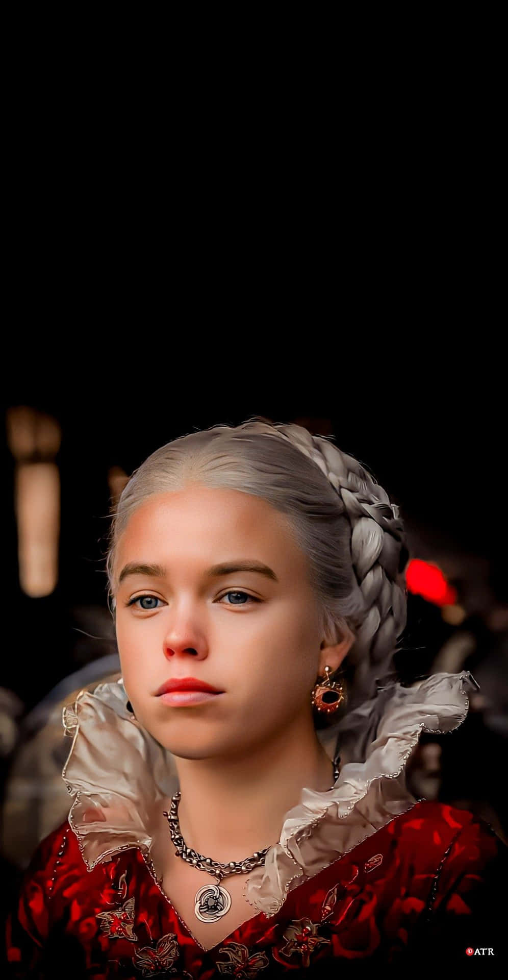 Rhaenyra Targaryen In Elegant Red Gown Wallpaper