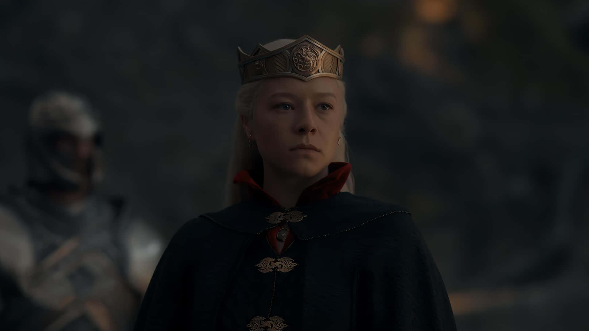 Rhaenyra Targaryen Wearing Crown Dark Wallpaper