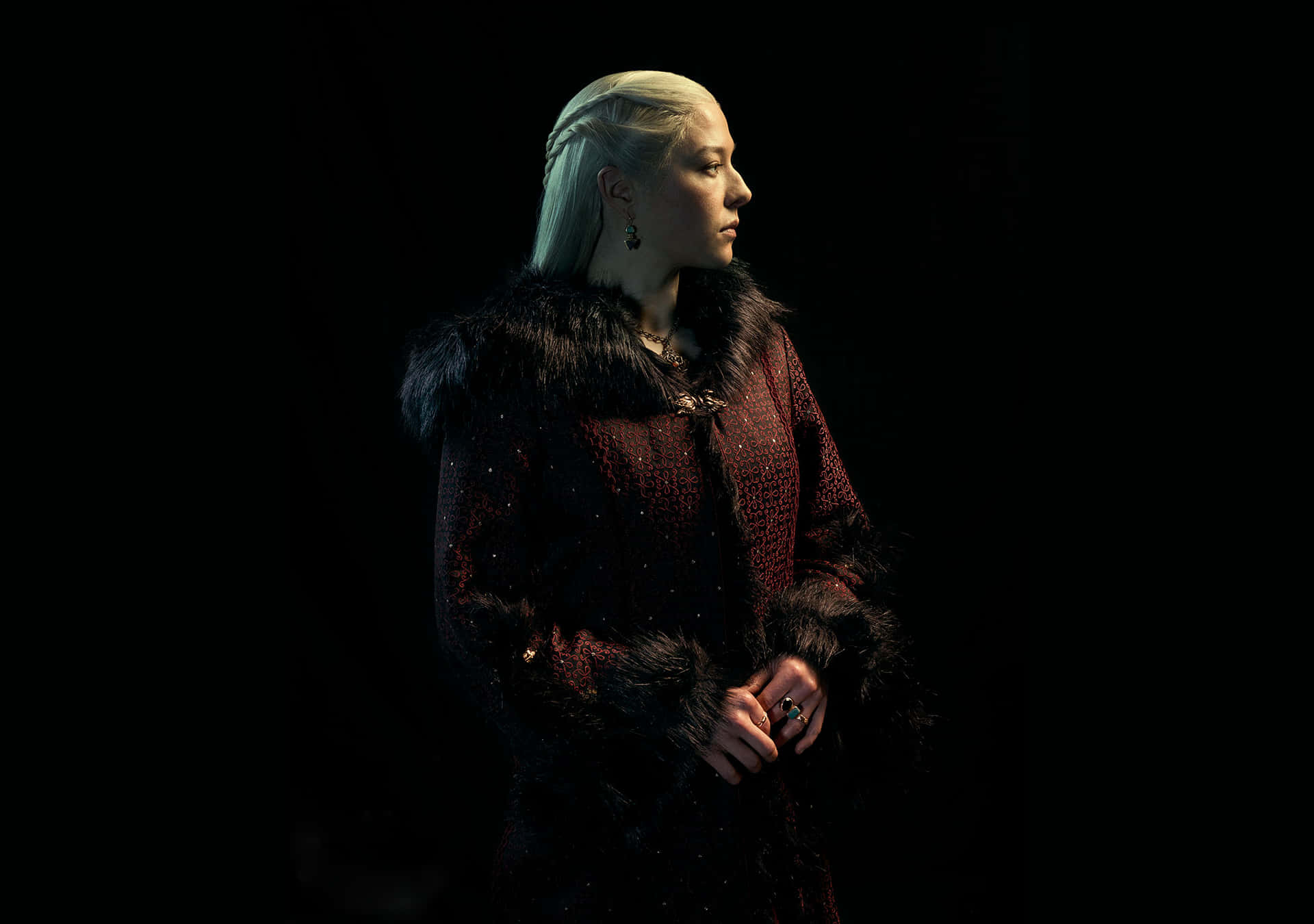Rhaenyra Targaryen Wearing Elegant Dress Wallpaper