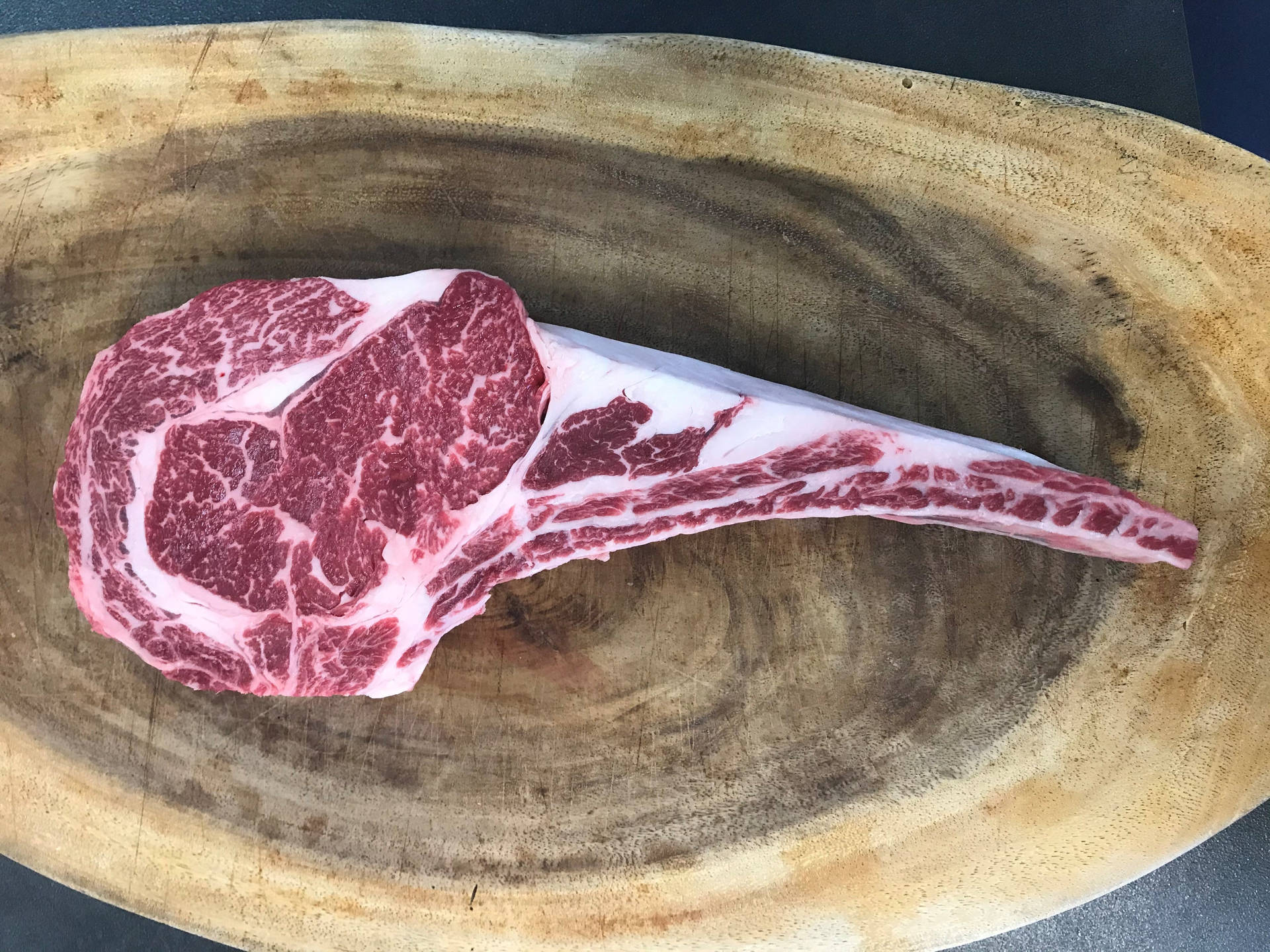 Rib Steak Kobe Beef On Wood Wallpaper