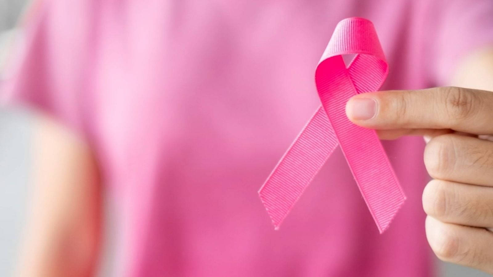 Caption: Unleashing Hope: Breast Cancer Awareness Ribbon Wallpaper