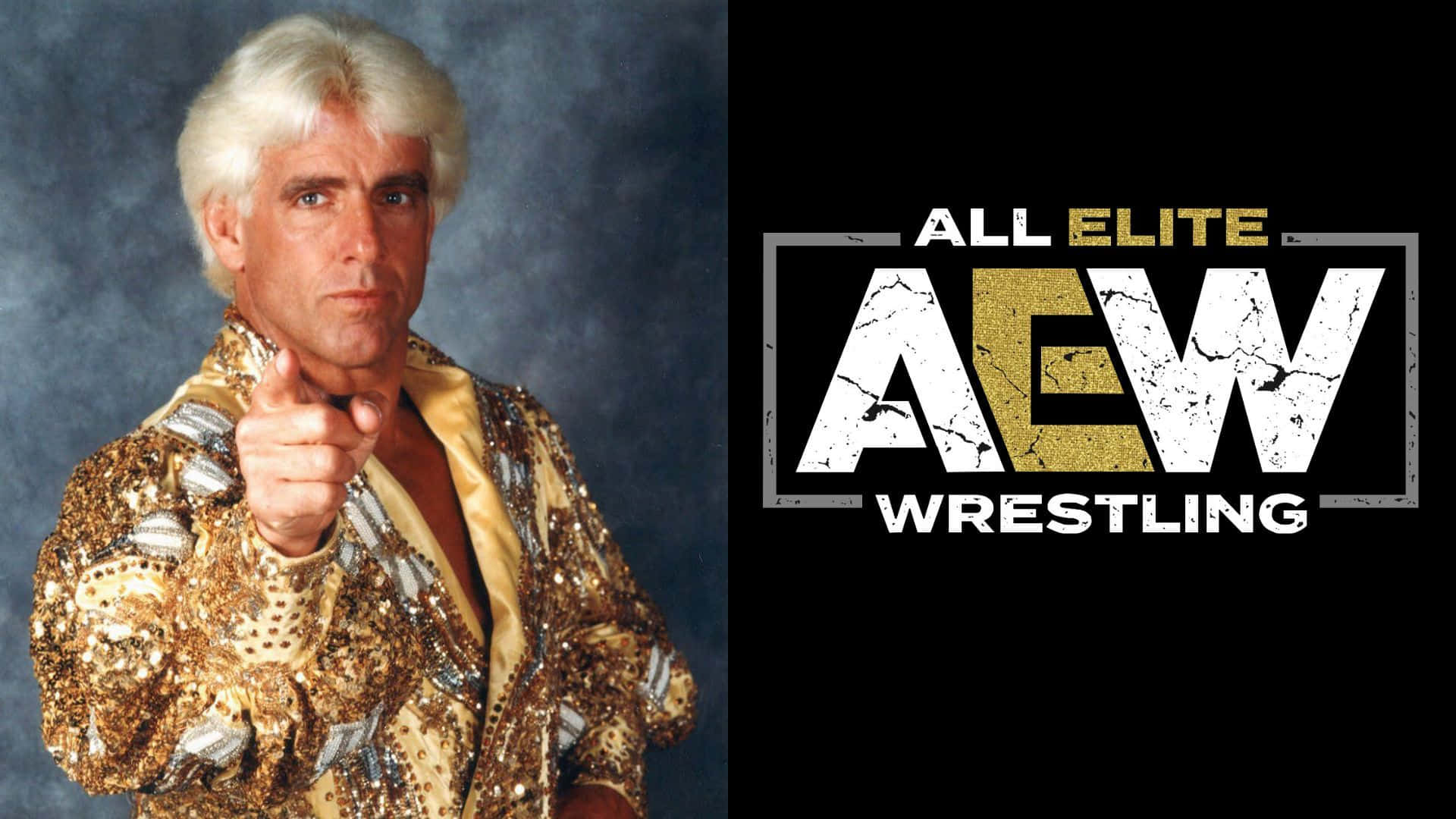 Ric Flair All Elite Wrestling. [note: In German, Sentence Structure Is Generally More Flexible Than In English, So This Sentence Can Be Translated As Is.] Der Computer- Oder Handy-hintergrund Mit Ric Flair Im All Elite Wrestling-design. Wallpaper