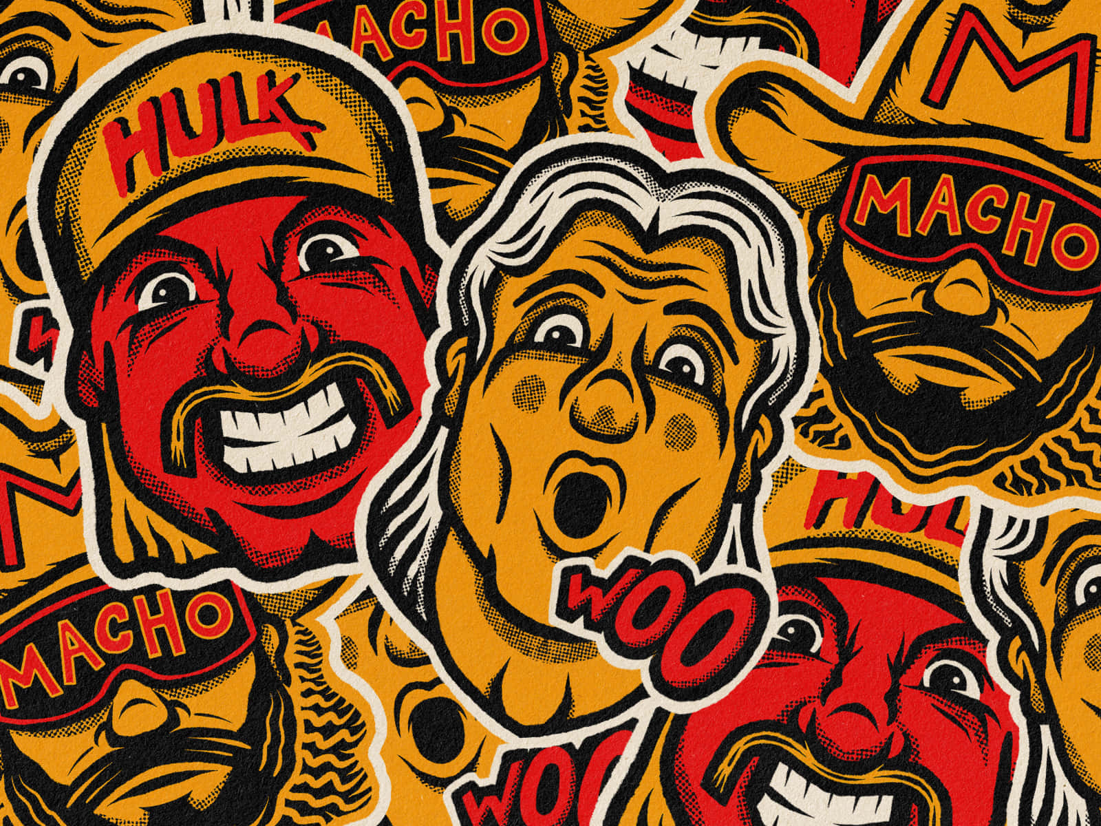 Wallpaper - Ric Flair med Hulk Hogan og Macho Man tapet Wallpaper