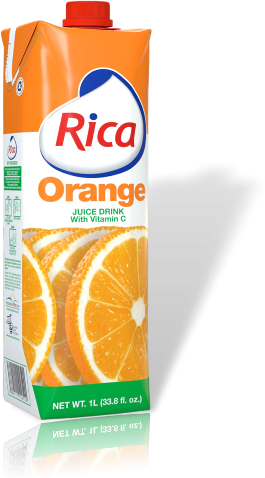 Rica Orange Juice Drink Carton PNG