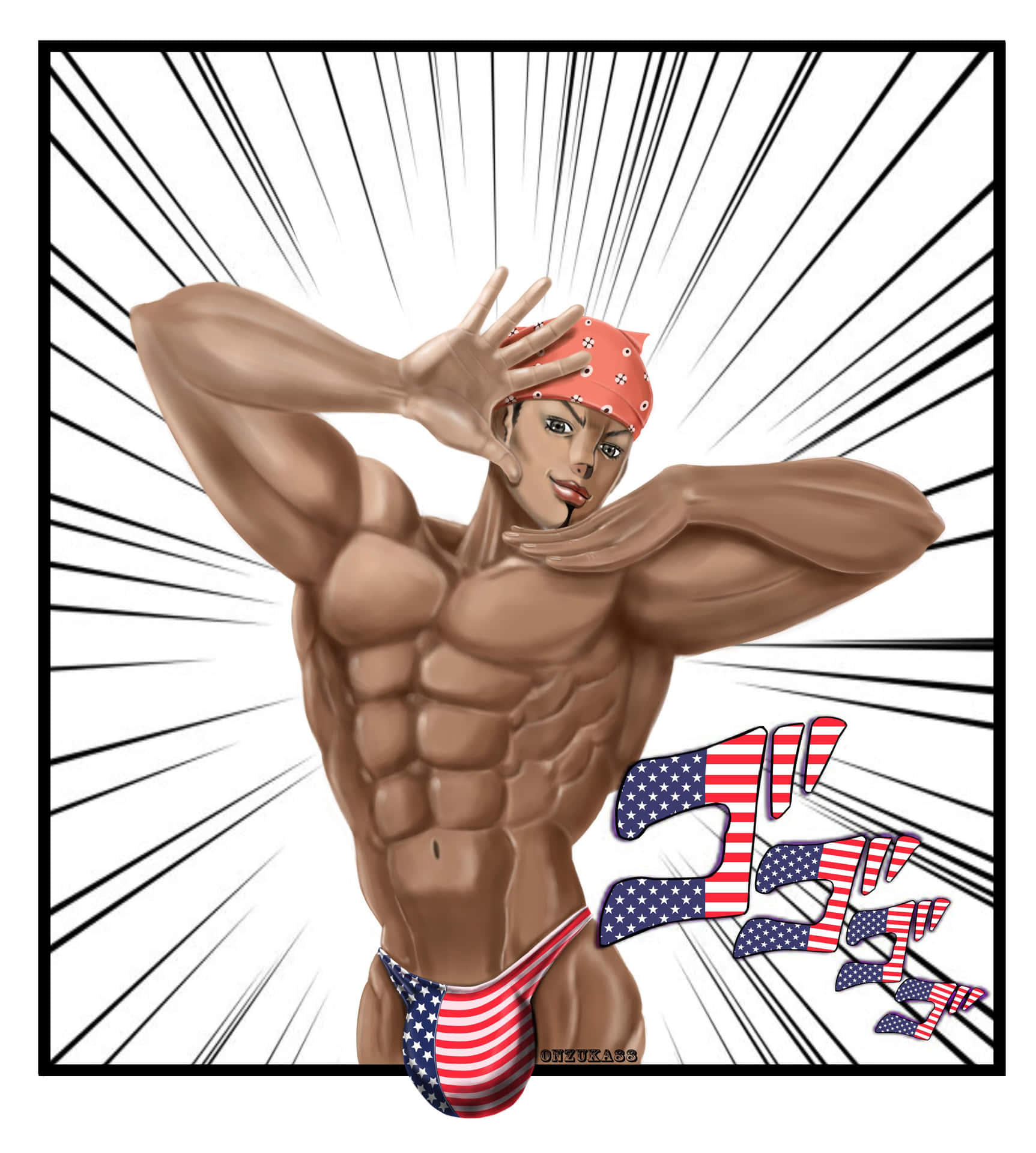 Ricardomilos Im Amerikanischen Flaggen-badeanzug. Wallpaper