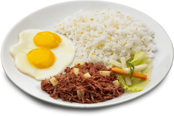 Rice Egg Corned Beef Plate PNG