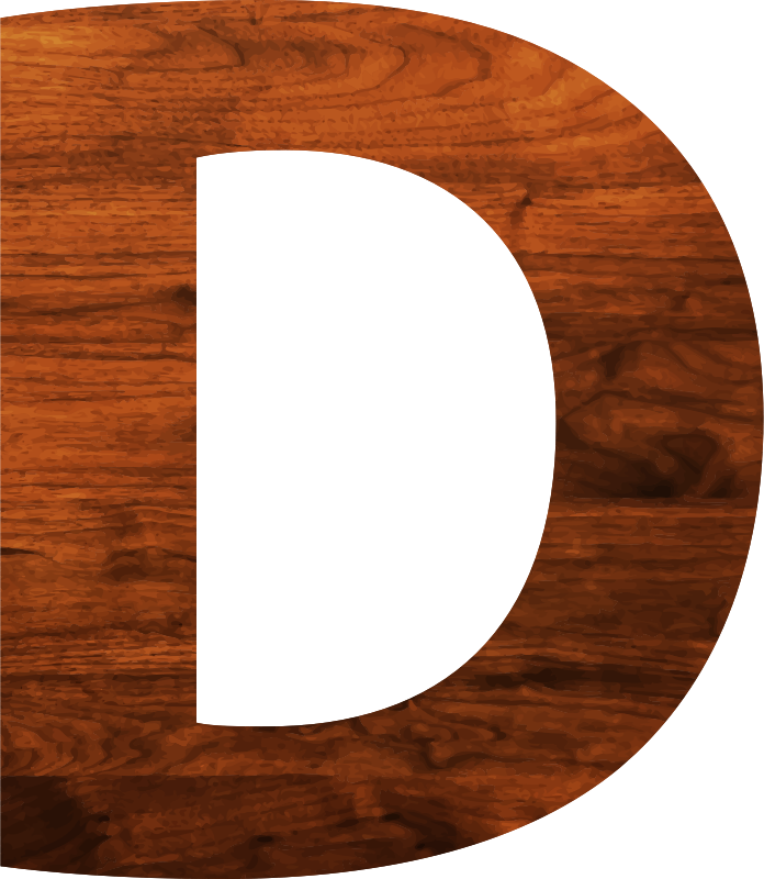 Rich Mahogany Wood Texturewith Cutout Letter D PNG