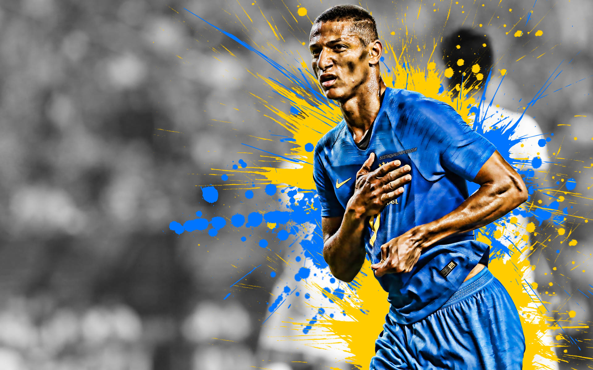Richarlison De Andrade With Paint Splashes Wallpaper