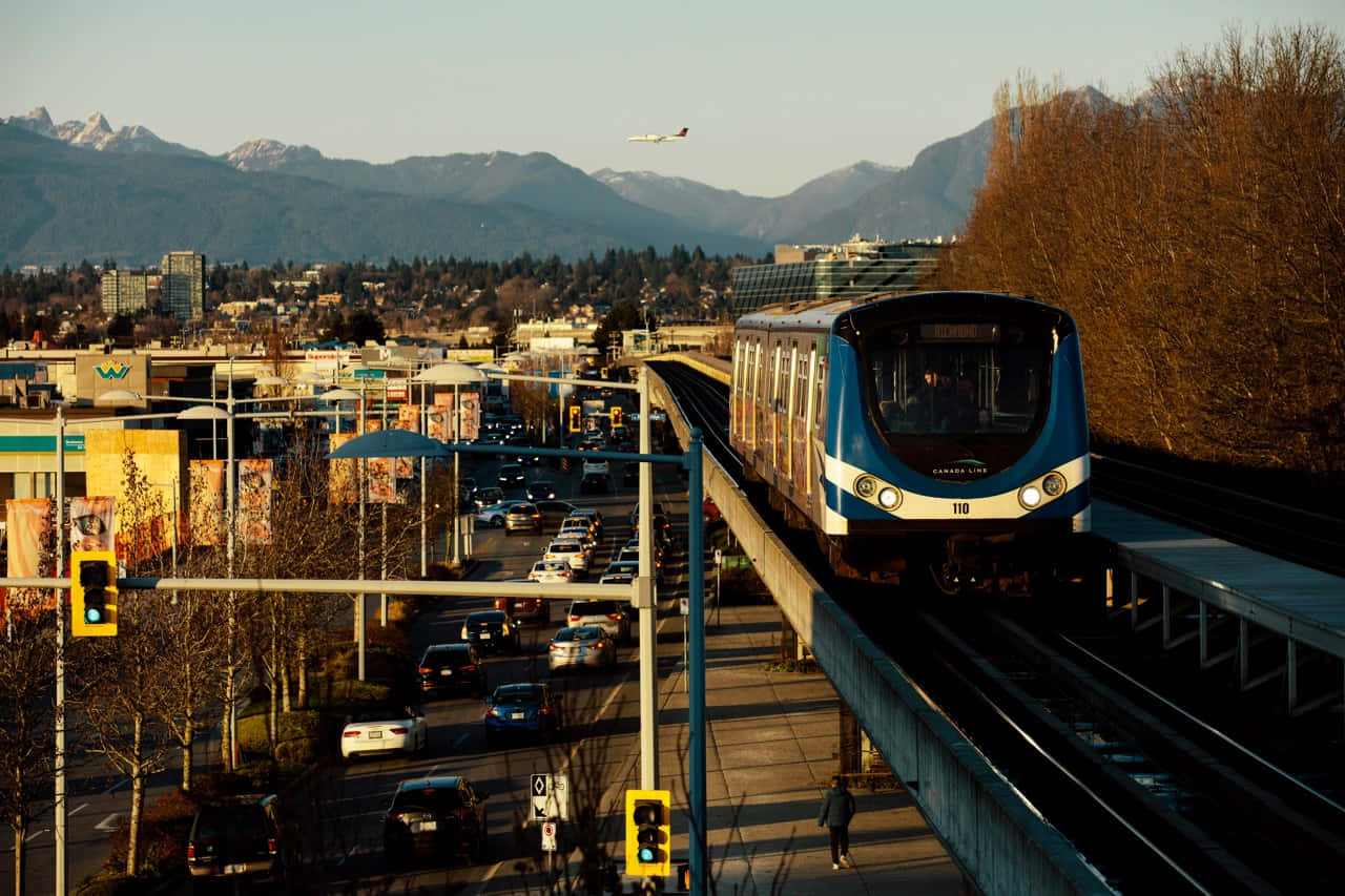 Richmond Canada Sky Trainand Mountains Wallpaper