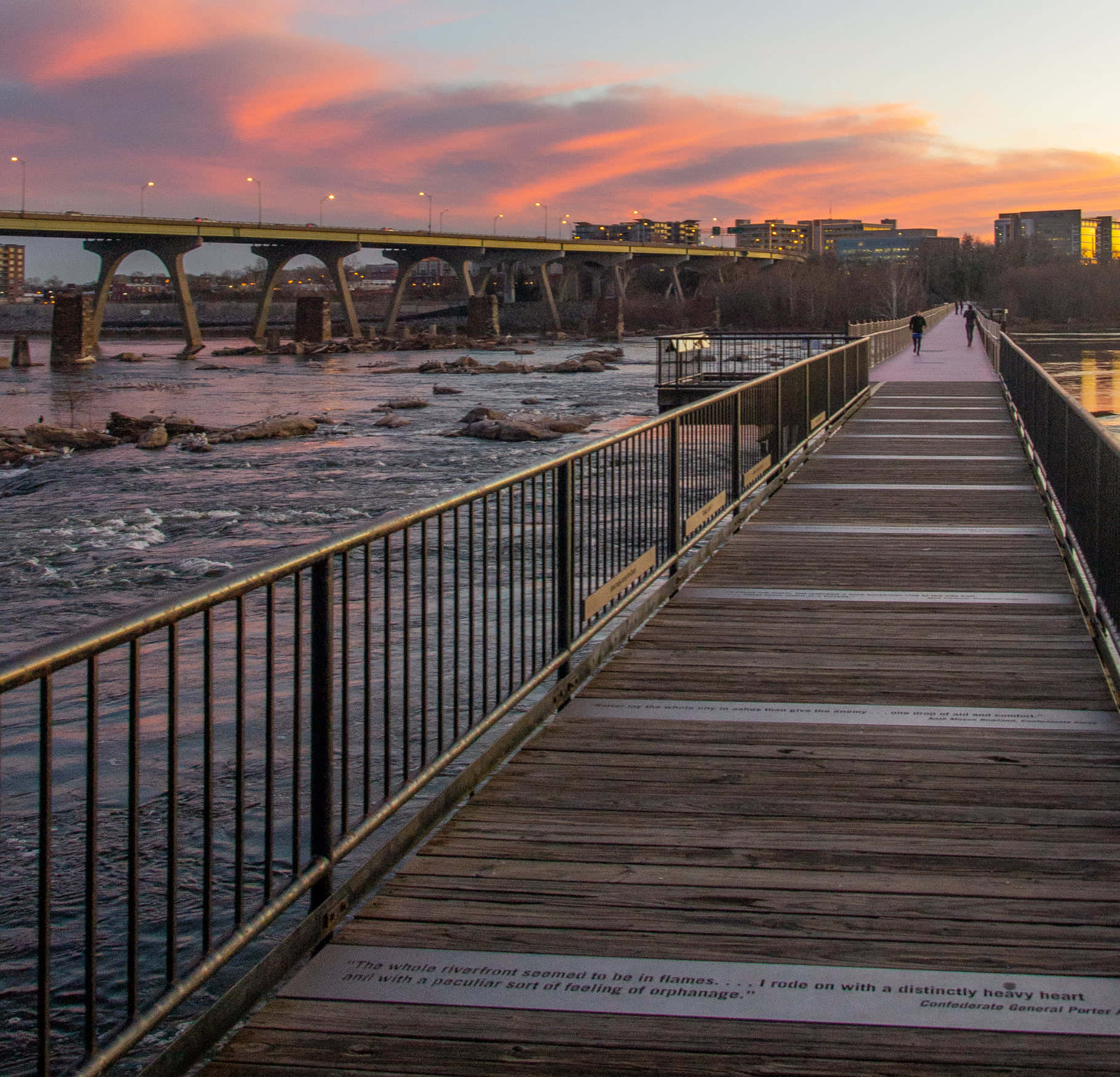 Richmond Riverfront Boardwalkat Sunset Wallpaper