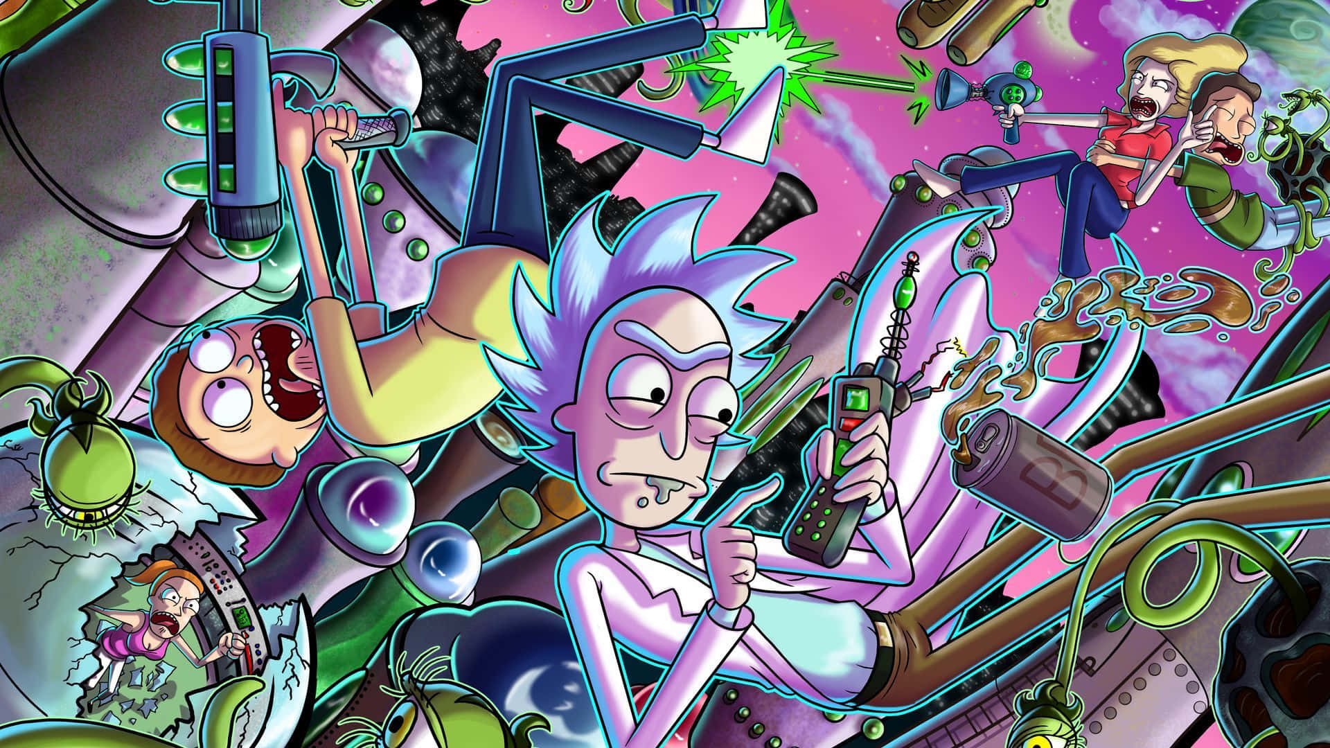 Two Science Buddies, Rick and Morty, Explore their World Wallpaper