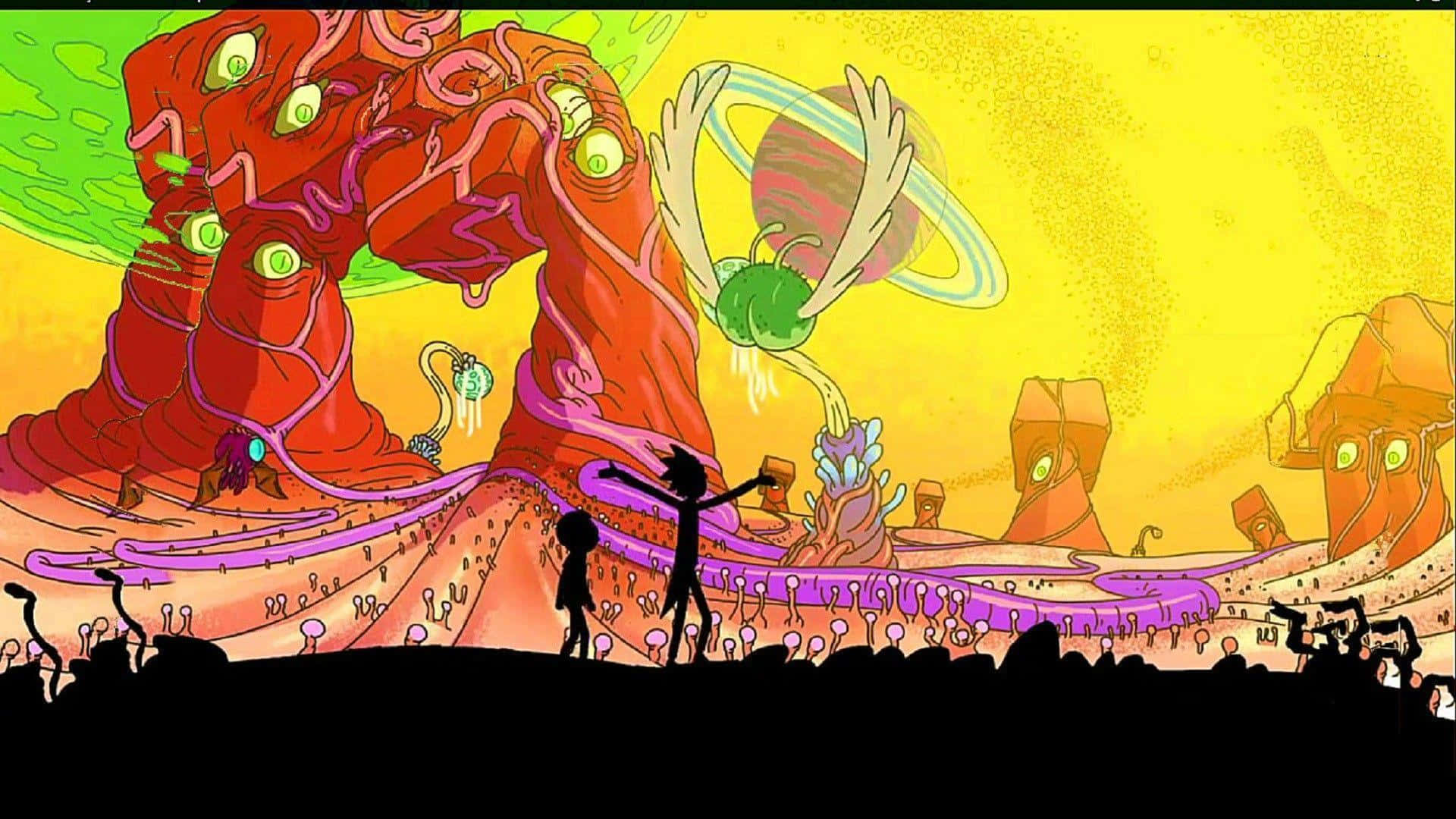 Ricke Morty Embarcam Em Uma Jornada Interdimensional De Exploração E Diversão Enquanto Papel De Parede Para Computador Ou Celular. Papel de Parede