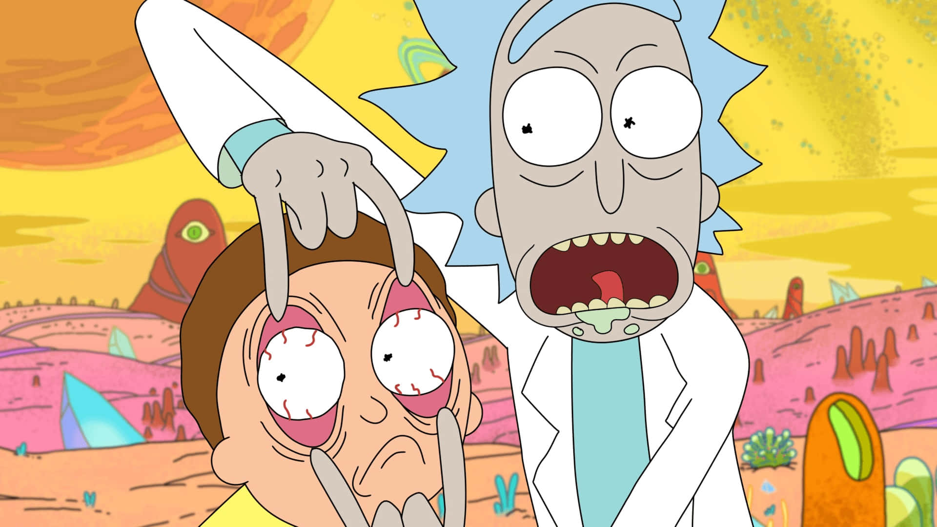 Rick og Morti i en animeret tegnefilm