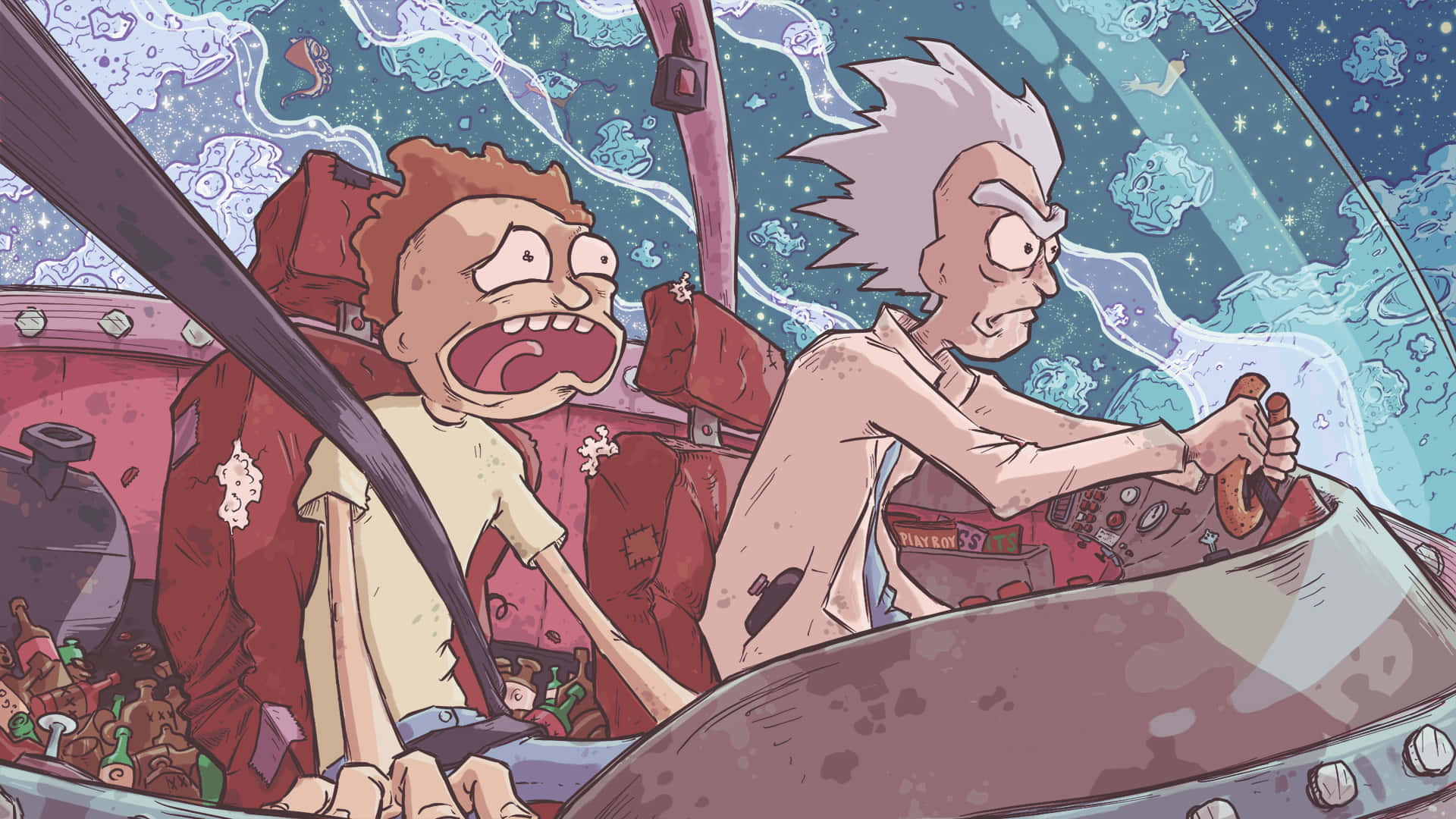 Descubriendoel Mundo Mágico De Rick And Morty En Los Bosques Retirados. Fondo de pantalla