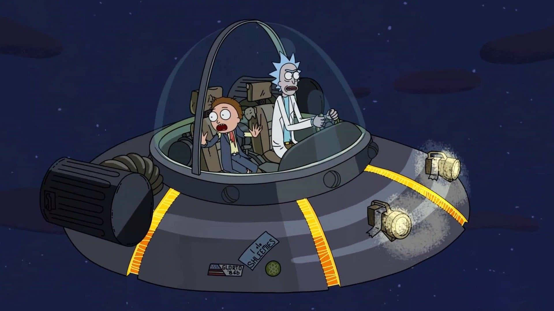 Rick And Morty Spaceship Backwoods Wallpaper