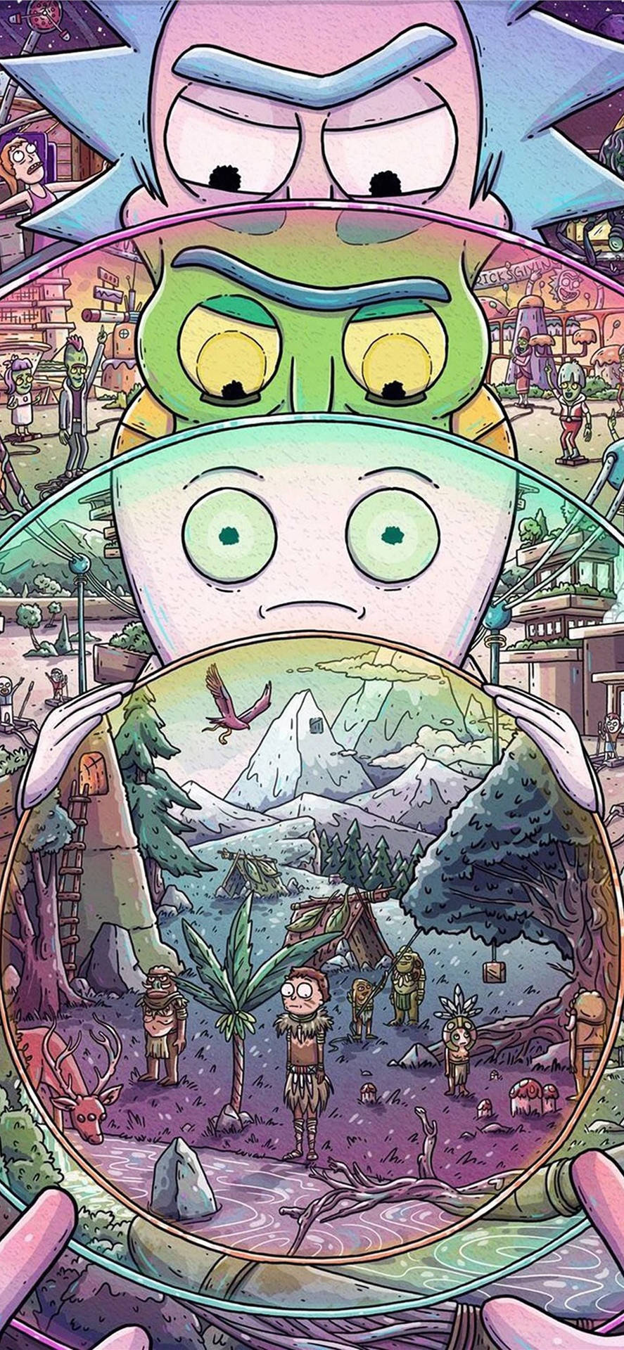 Rick And Morty Collage Iphone Background