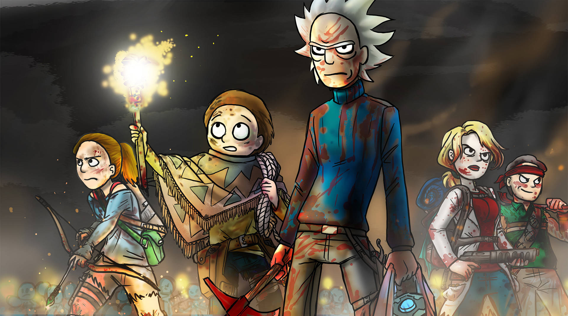 Rick And Morty Cool And Ready To Fight Background