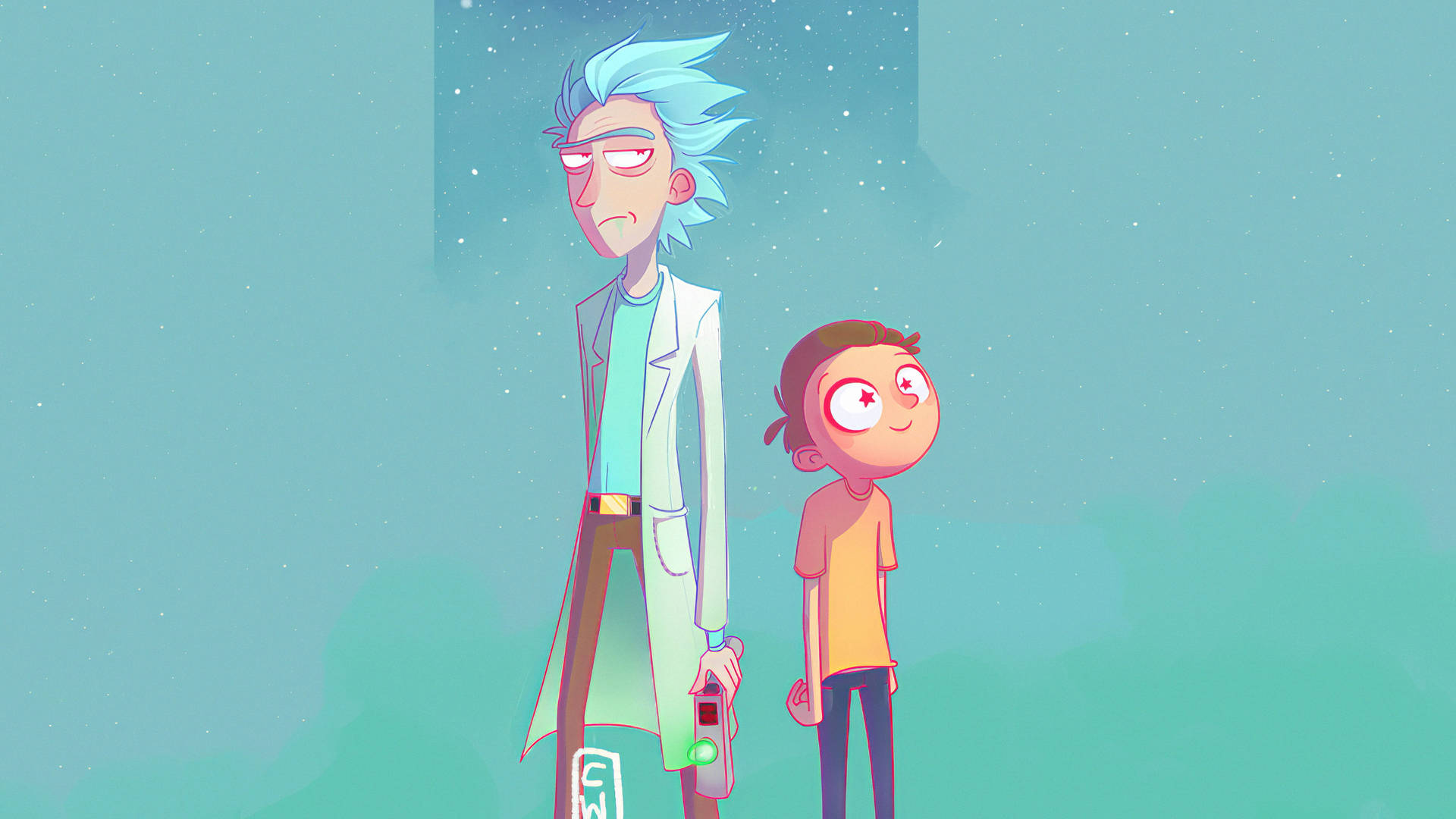 Rick And Morty Cool Teal Green Background