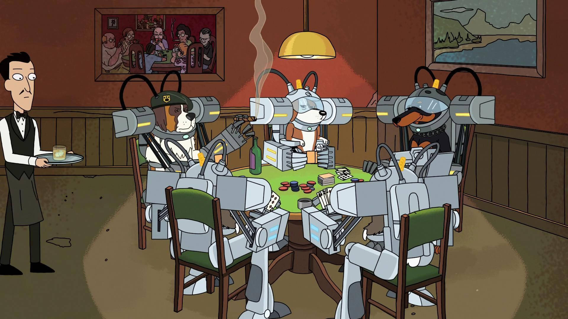 Rick And Morty Dogs Playing Poker Wallpaper