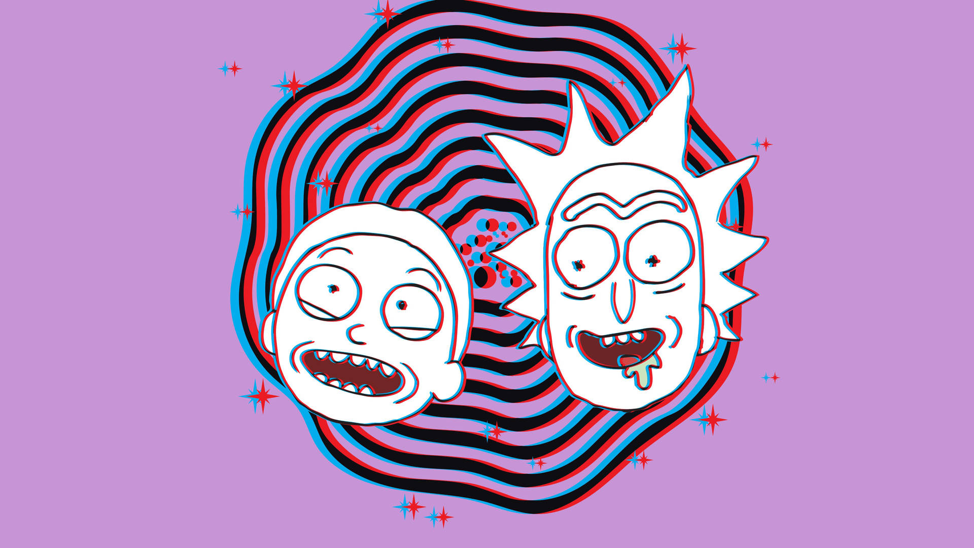 Rick og Morty i en lilla cirkel Wallpaper