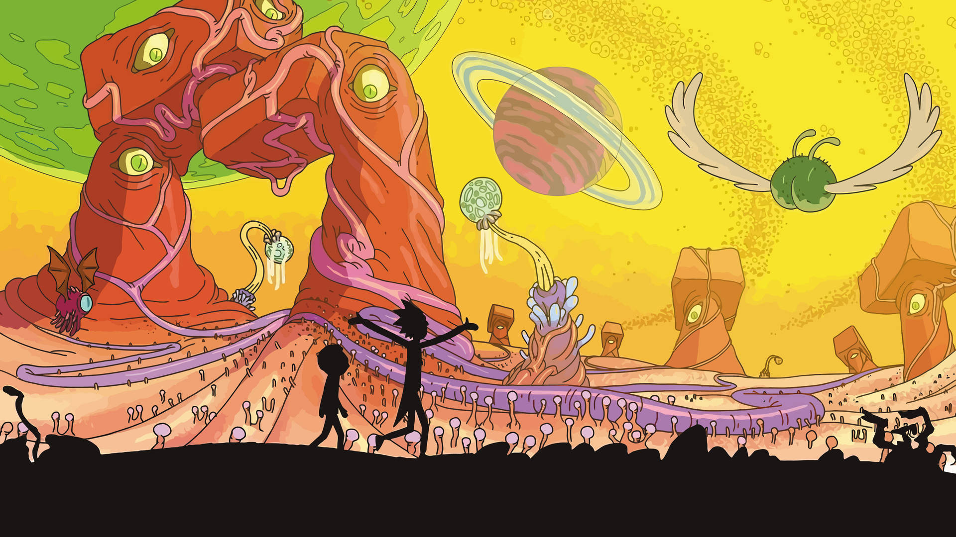 Vena Visitar El Mundo Interdimensional De Rick Y Morty. Fondo de pantalla