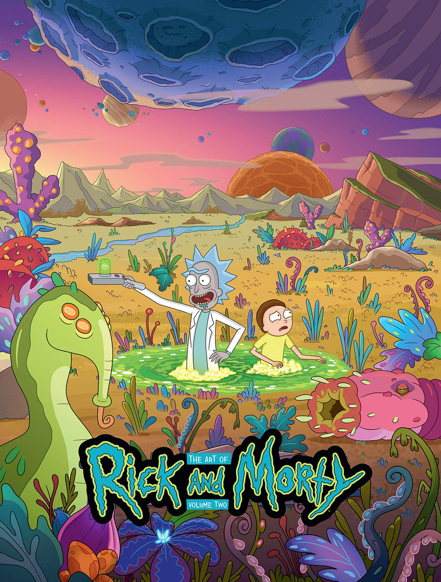 Rick And Morty In A Colorful Planet Background
