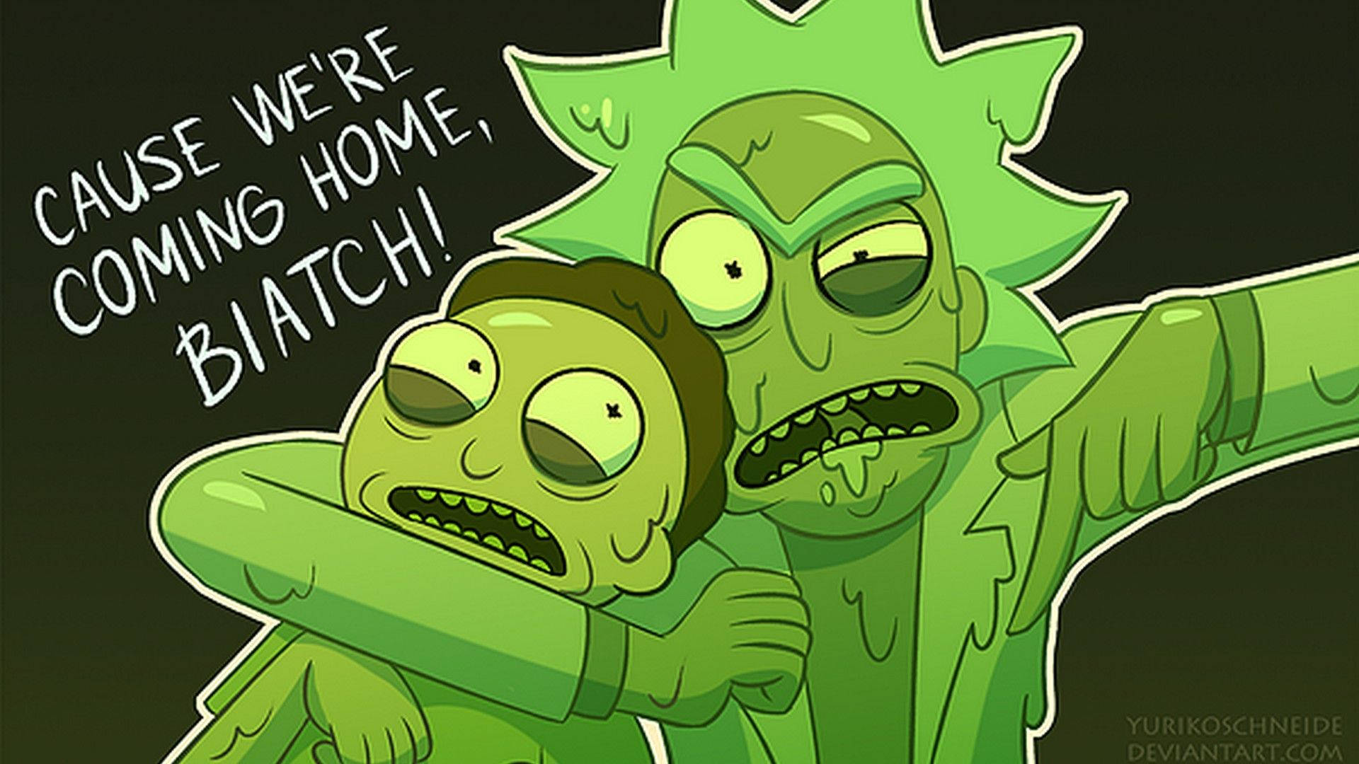 Rick And Morty In Green Slime