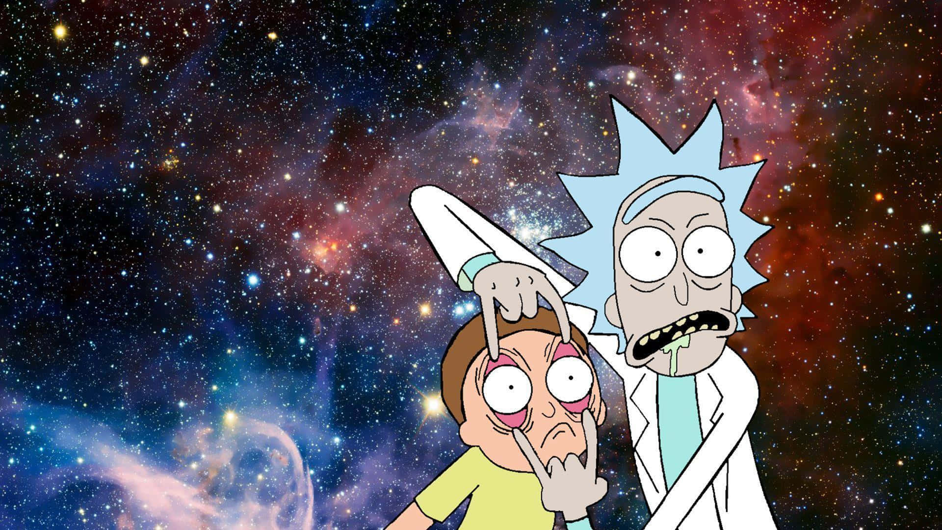 Escenadivertida De Rick Y Morty En Tu Computadora Portátil. Fondo de pantalla