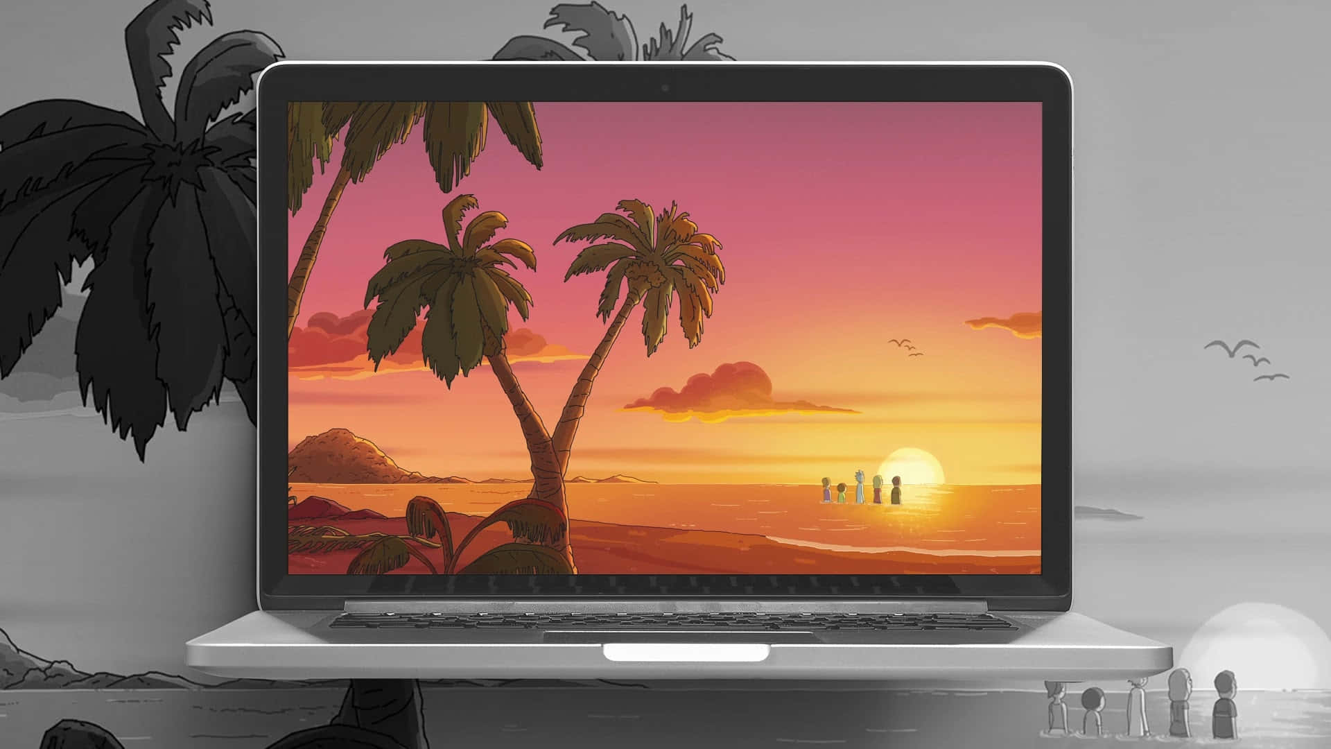 Cool off with this Rick and Morty themed laptop! Wallpaper