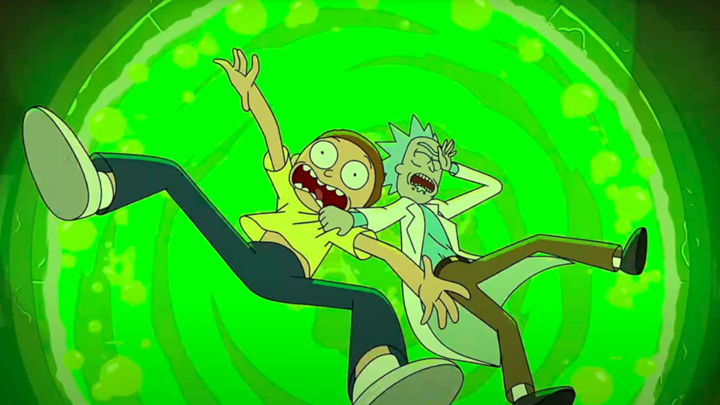 Rick And Morty Going Inside Portal Laptop Wallpaper