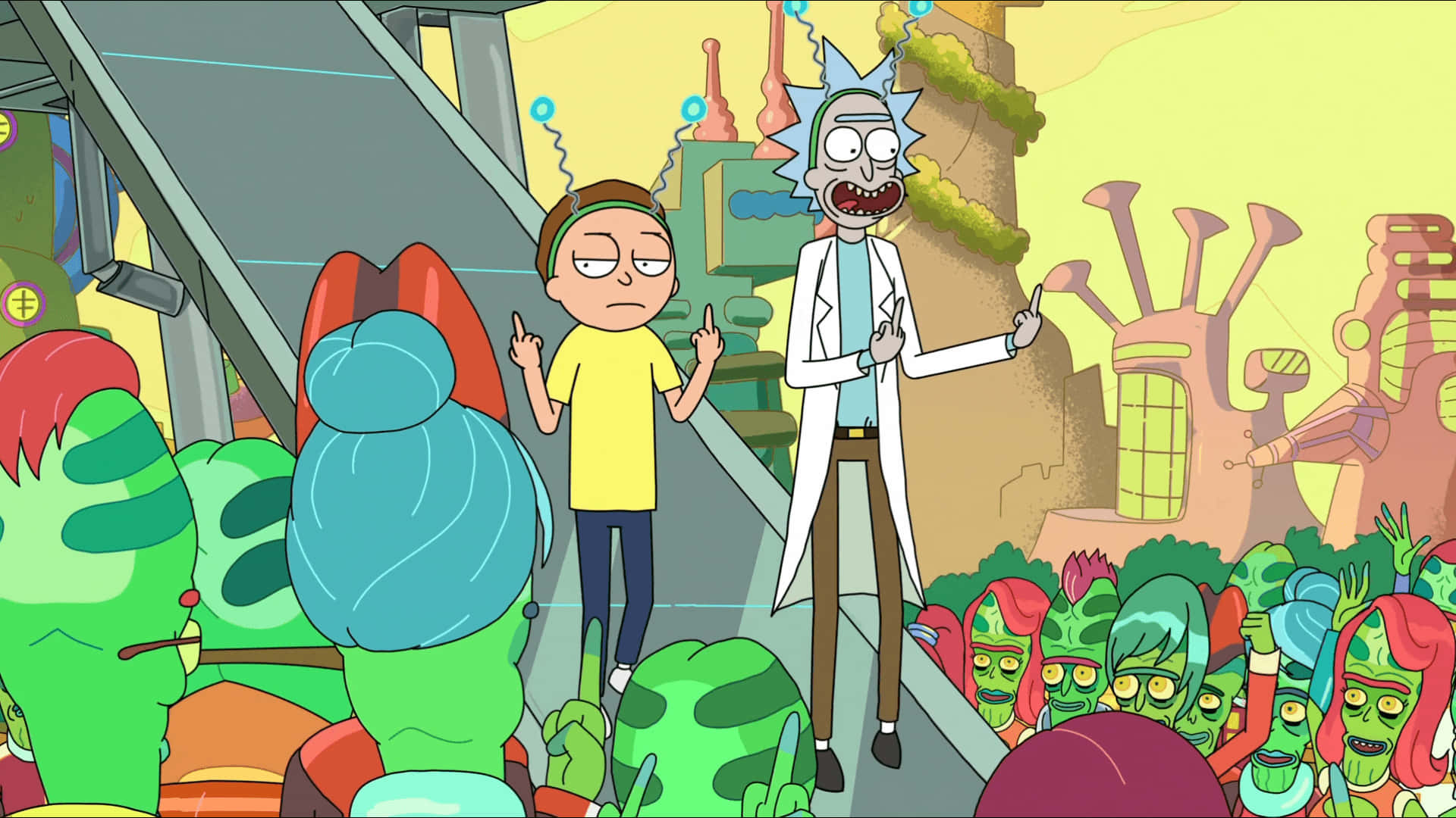 Get Rick, Morty, and this awesome laptop together now! Wallpaper