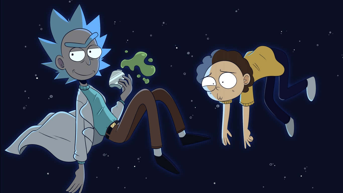 Enjoy some interdimensional adventures with Rick and Morty on this stylish laptop Wallpaper