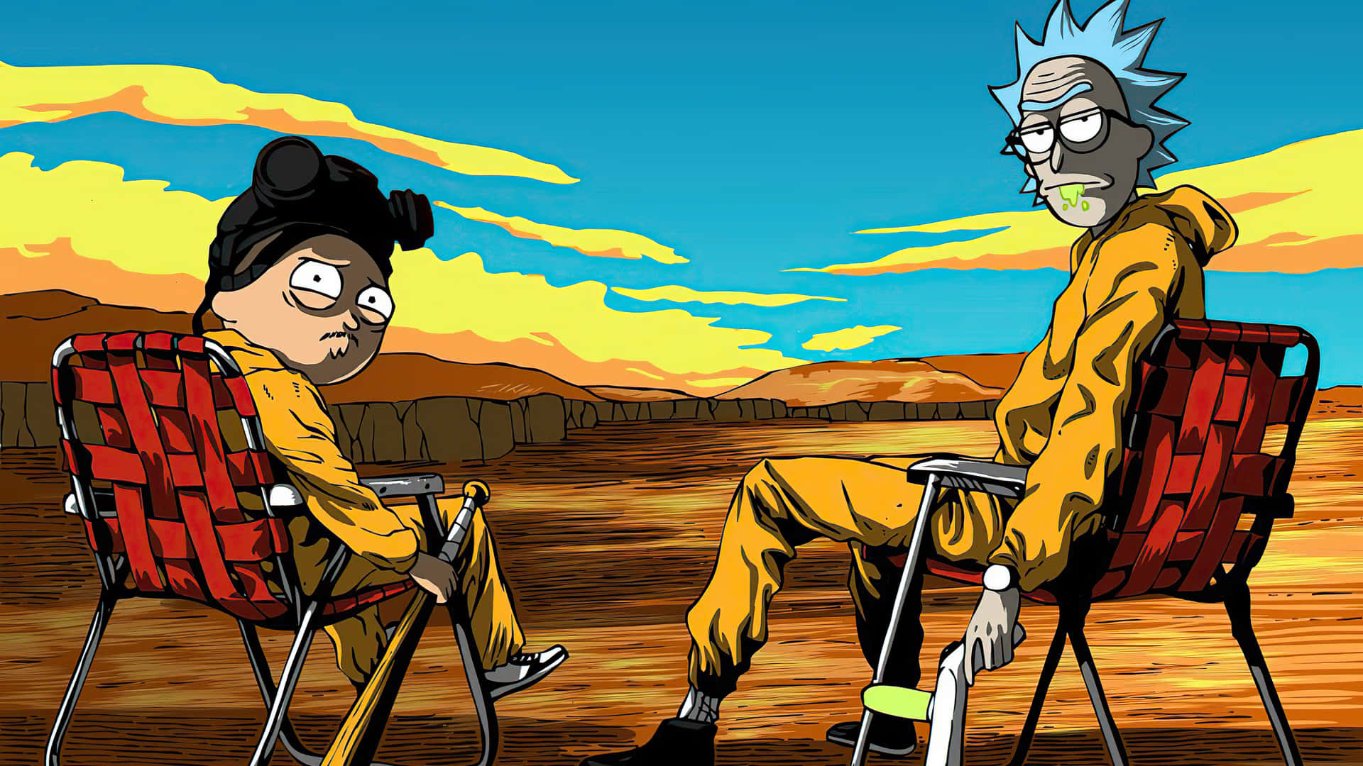 Viejorick Y Morty En El Desierto - Portátil Fondo de pantalla