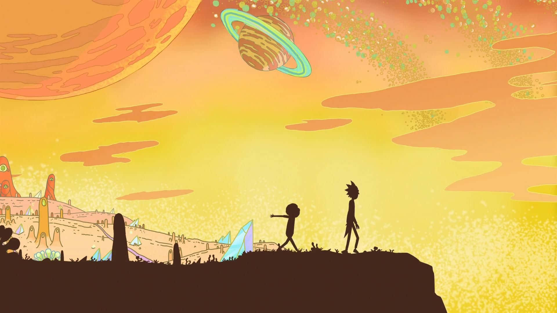Brighten your day with this adorable Rick and Morty Macbook wallpaper. Wallpaper
