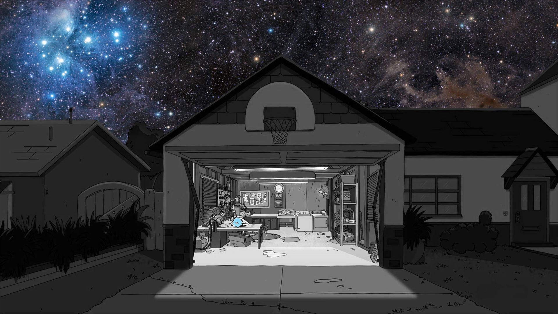 Rick And Morty Messy Garage Background