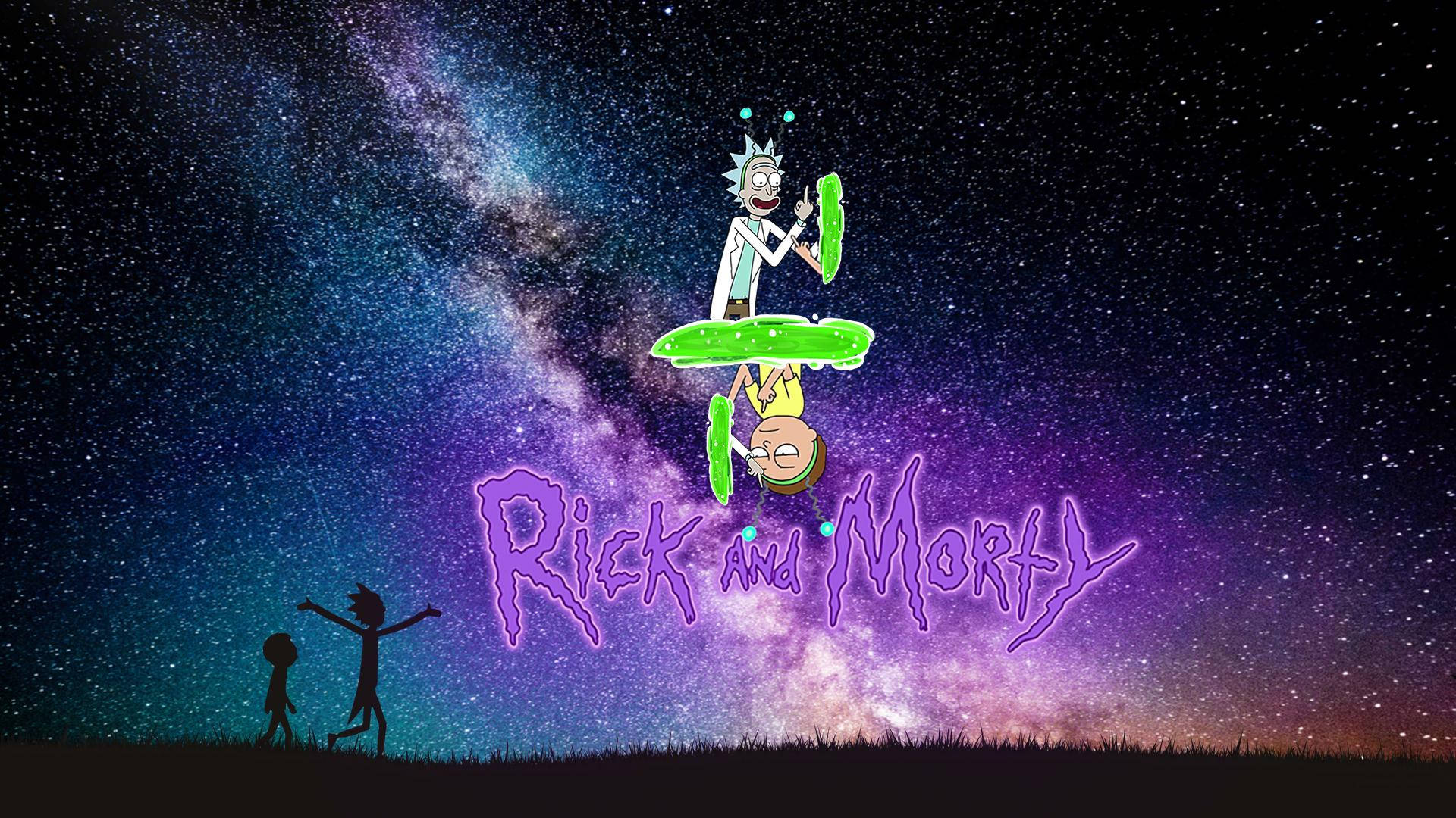 Rick and Morty having fun with interdimensional portals Wallpaper