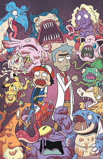 Rick And Morty Pokemon Version Tablet Wallpaper Background