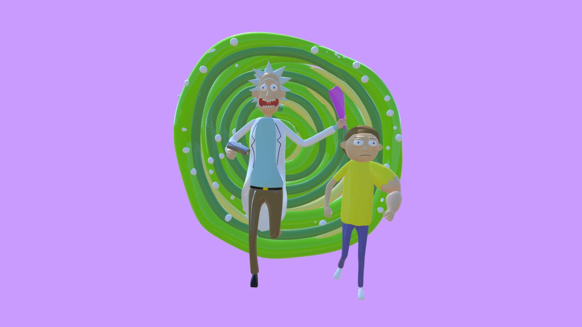 Rick And Morty Portal Purple Background Wallpaper