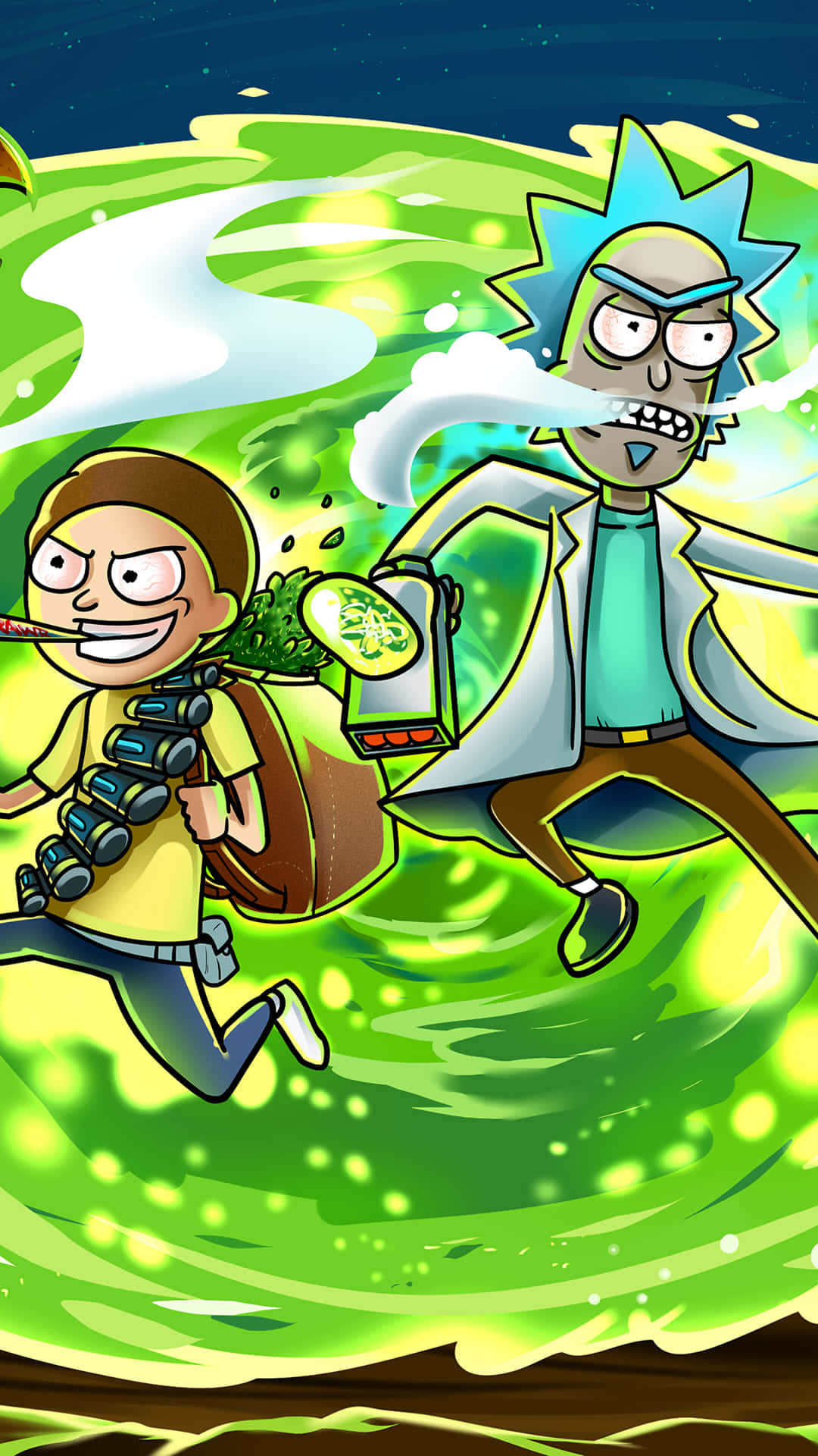 Rick And Morty Portal Green Field Wallpaper