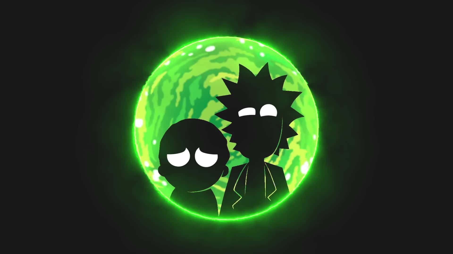 Logotipode Rick E Morty Com Fundo Verde Brilhante. Papel de Parede