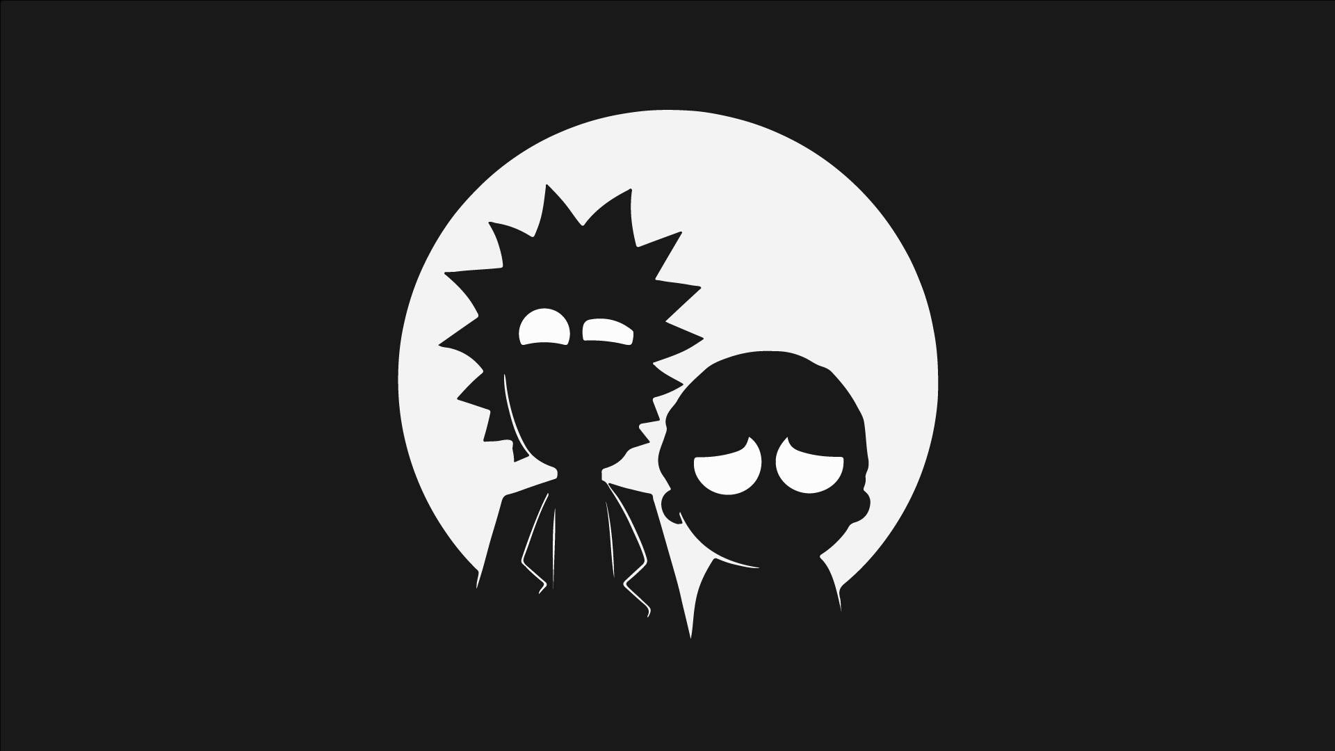 'From the hit show Rick and Morty, these two silhouettes bring life to the world of science fiction adventures.' Wallpaper