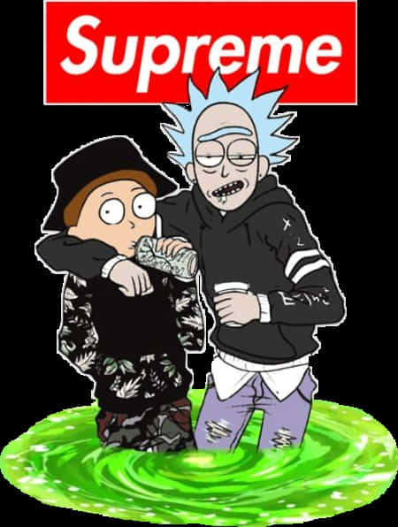 Rick And Morty Supreme Green Portal Wallpaper