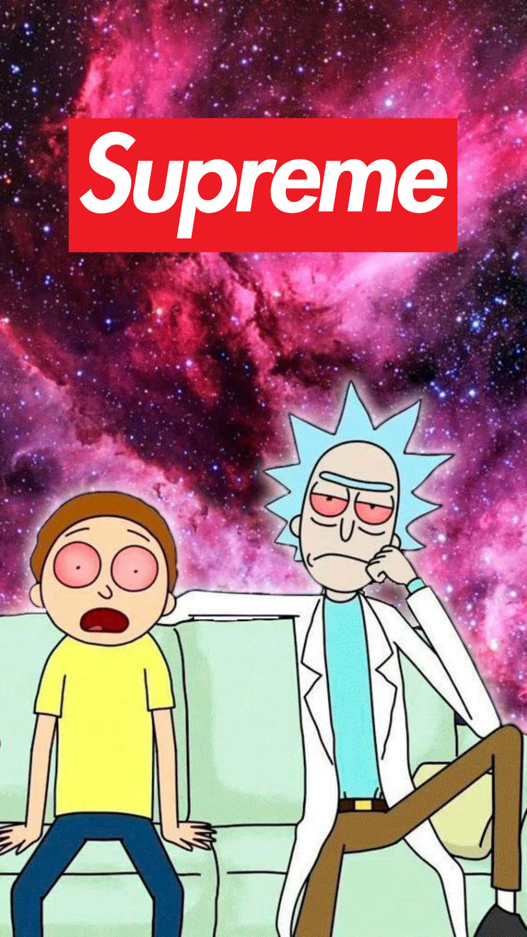 Rick And Morty Supreme Psychedelic Aesthetic Wallpaper