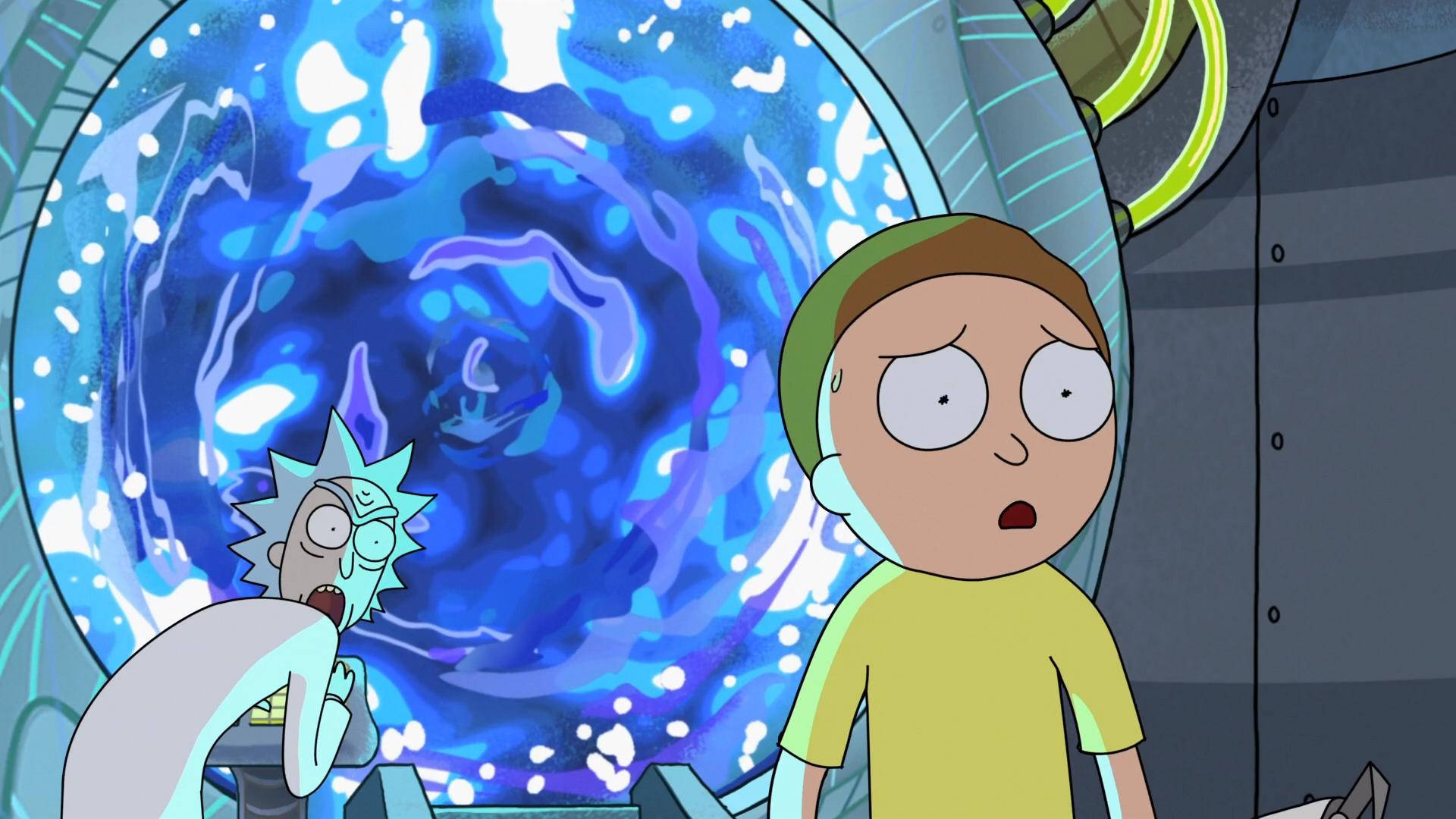 Rick And Morty Surprised And Shocked Look Background