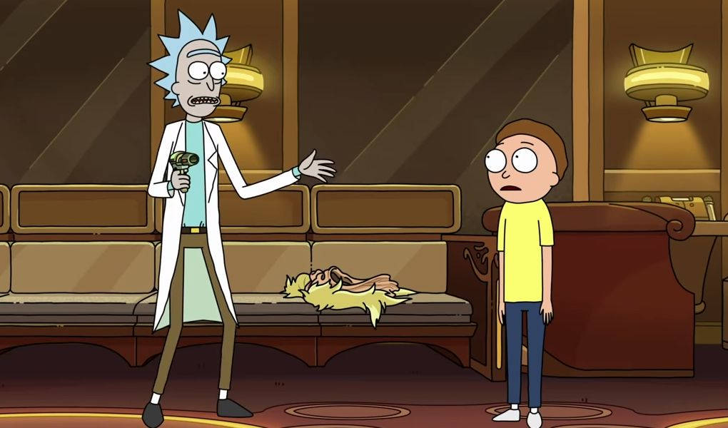 Rick And Morty Surprised Seeing Each Other Wallpaper